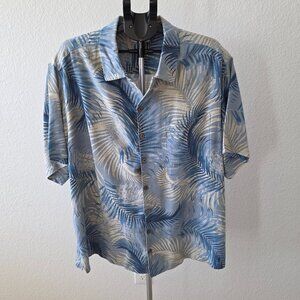 CARIBBEAN PURE SILK MENS SHORT SLEEVE SIZE 2X TROPICAL PALM PRINT SHIRT